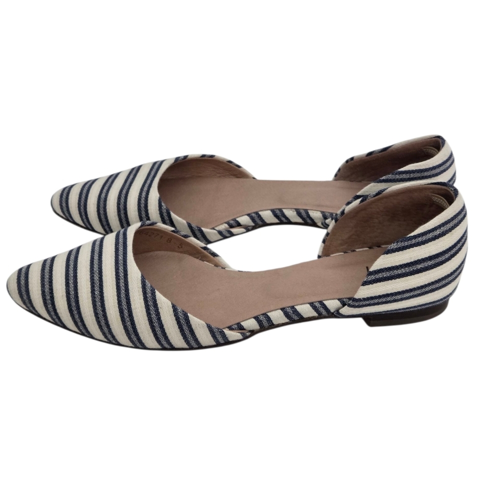JJILL D’ORSAY POINTED FLATS White Blue Stripes Sz 8.5 Striped - Picture 3 of 12
